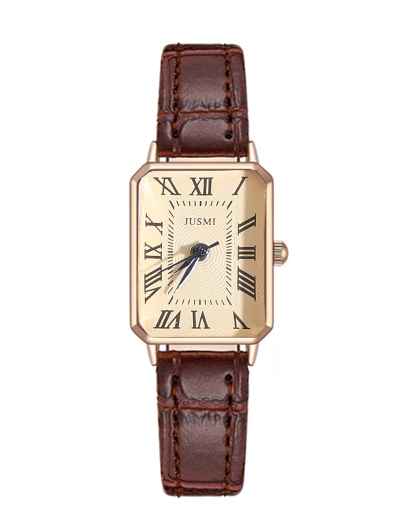 Women Retro Square Watch Roman Numeral Leather Strap Luxury Ladies Quartz Wristwatch