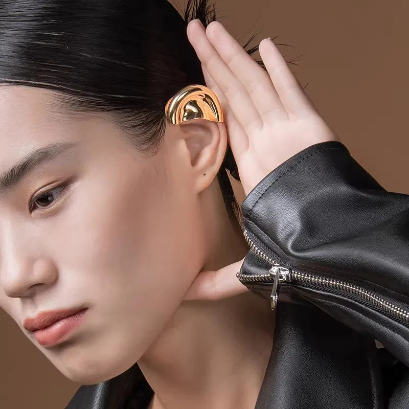 Punk Vintage Half Ear Contour Metal Ear Clip Exaggerate Stud Earrings For Women girls Ear Bones Clip Fashion Earring Jewelry