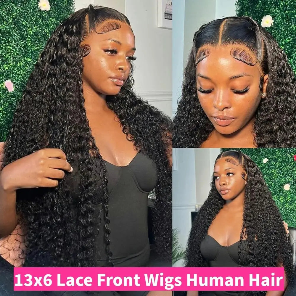 High Density  Deep Wave 13x6 13x4 Hd Lace Front Human Hair Wig Water Curly Wigs Lace Frontal Wigs Human Hair For Women