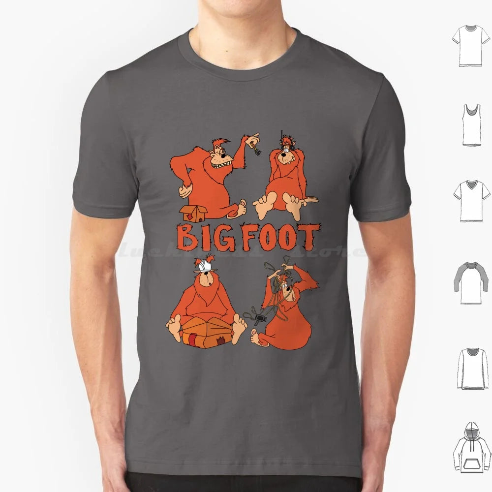 Bigfoot T Shirt Big Size 100% Cotton Bigfoot Sasquatch A Movie Cartoon Toon Retro Throwback 90s Headphones Keys Underwear Video