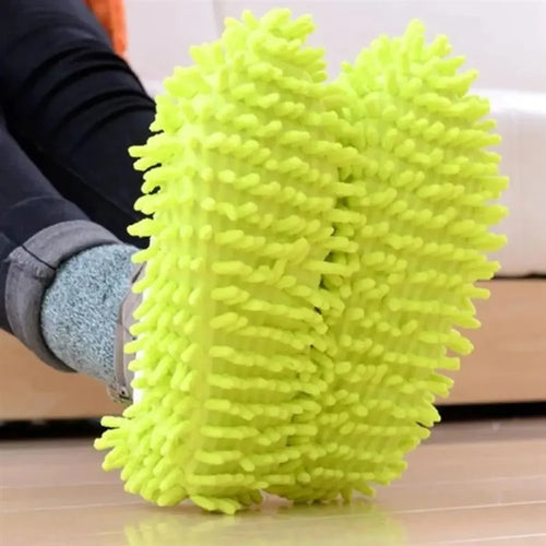 2 Pcs Chenille Mopping Shoes Colorful Household Cleaning Floor Dust Slippers Absorbent Cloth for Home Use