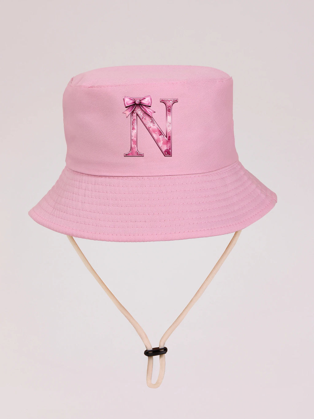 1pc pink baby girl bucket hat cap 3-8 years old Spring A-Z letter And  Summer Cap Features a ButterflyKnot Design with Fuchsia L