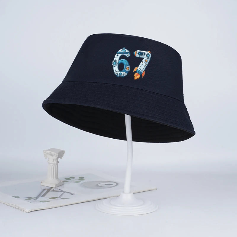 2-6Y Kids Foldable Bucket Hat with Space 67 Print, Breathable Casual Sun Hat for Daily Wear & Travel