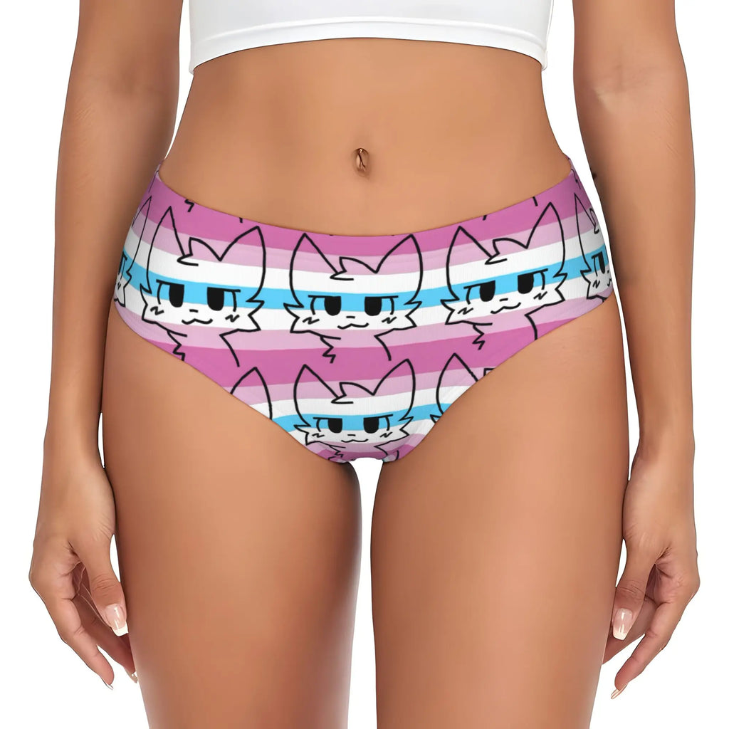 Custom Boykisser Silly Cat Briefs Underwear Women's Breathable Stretch Cute Cartoon Panties