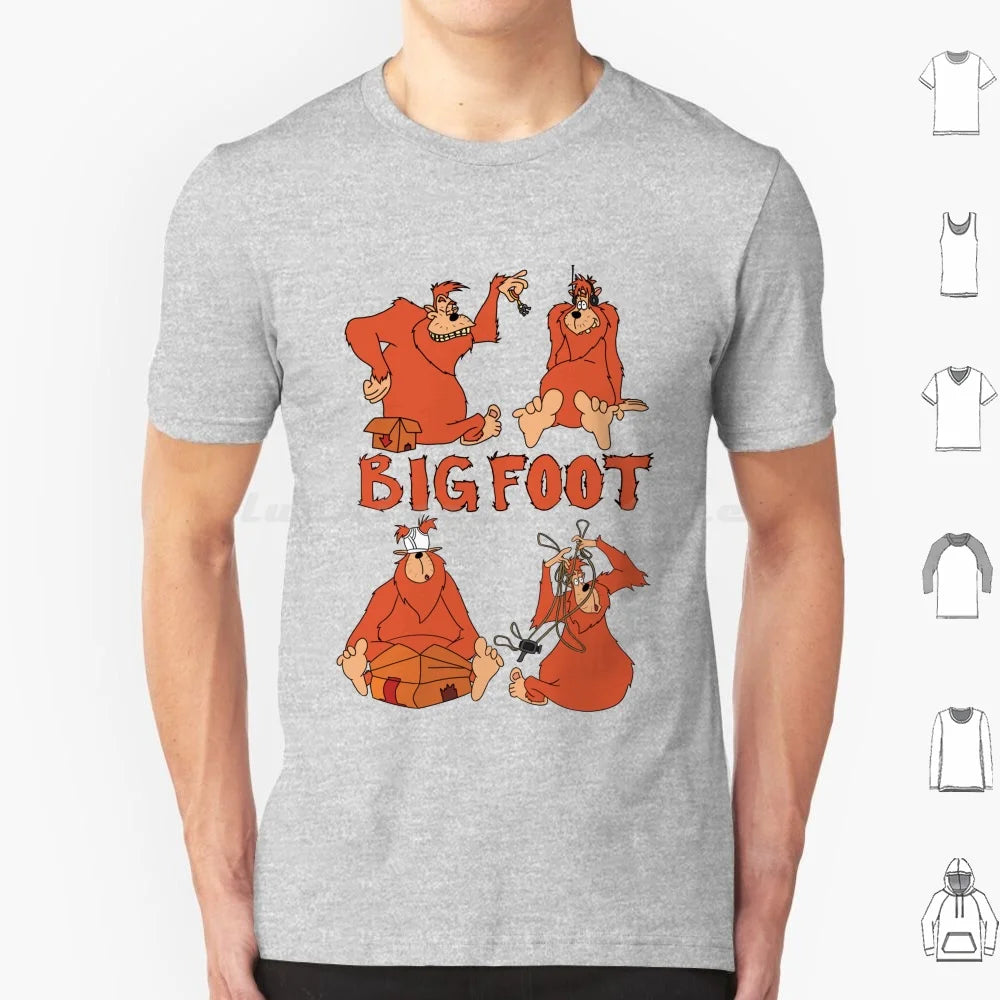 Bigfoot T Shirt Big Size 100% Cotton Bigfoot Sasquatch A Movie Cartoon Toon Retro Throwback 90s Headphones Keys Underwear Video