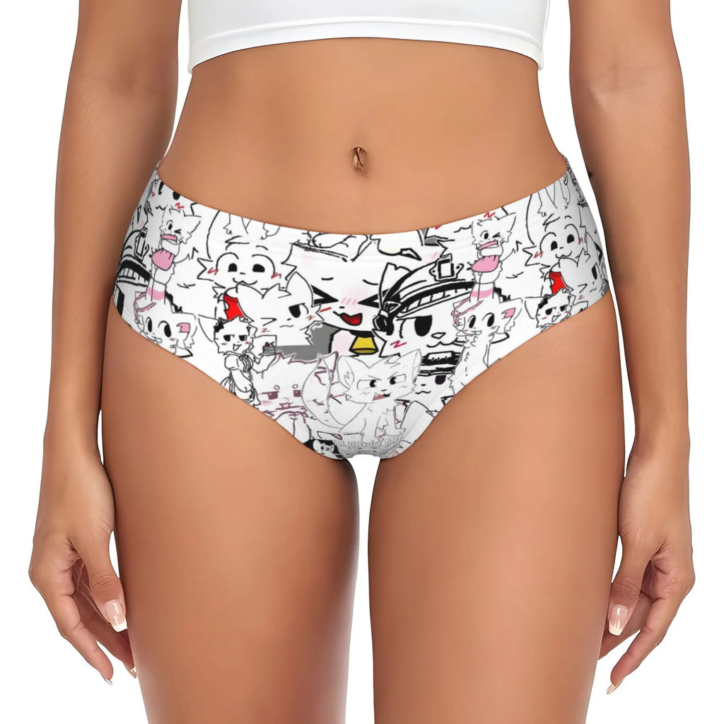 Custom Boykisser Silly Cat Briefs Underwear Women's Breathable Stretch Cute Cartoon Panties