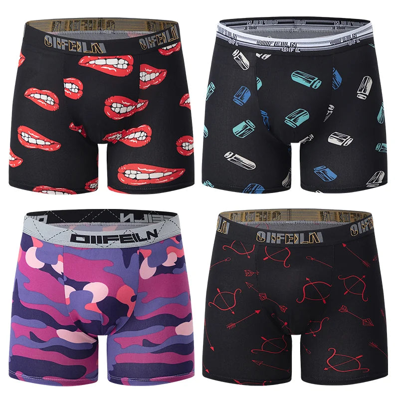 5/10 piece set of men's fashionable printed underwear, comfortable and soft boxer shorts, plus size sports base shorts