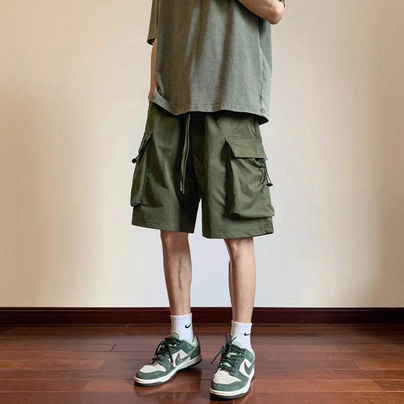 Street Functional Hip Hop Loose Pocket Jacket Pants Men Outdoor Workwear Shorts Straight Sport Five Shorts Underwear