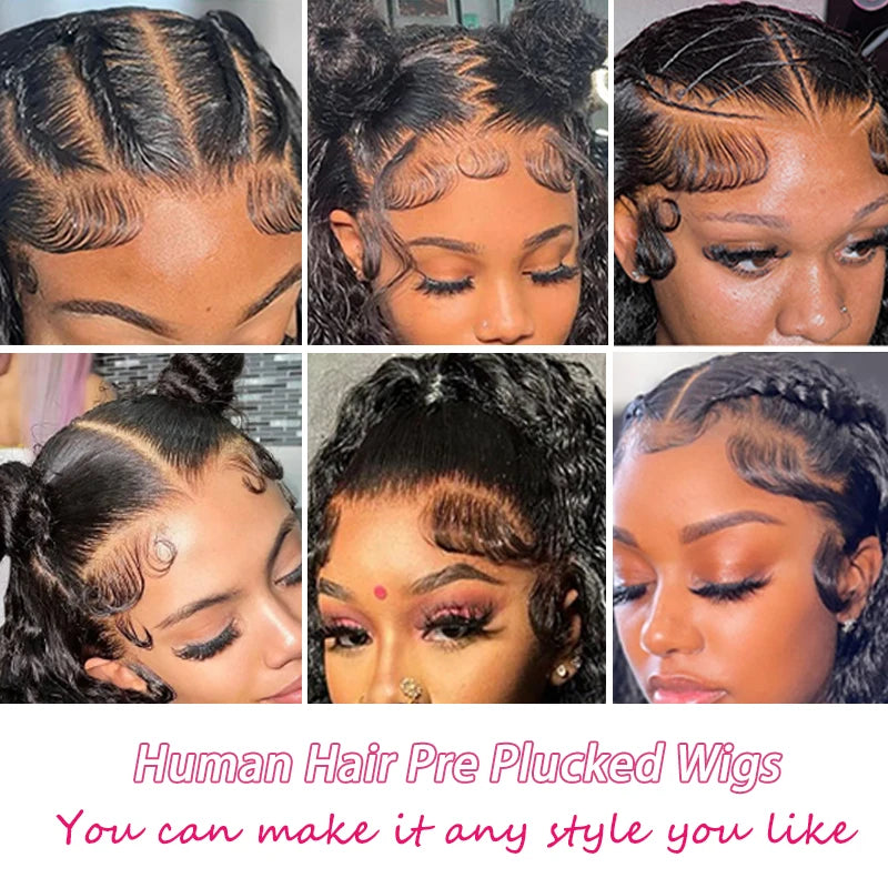 40 42 Inch Deep Wave Lace Front Wig Human Hair 100% Human Hair Deep Curly Frontal Wig Pre Plucked with Baby Hair for Women