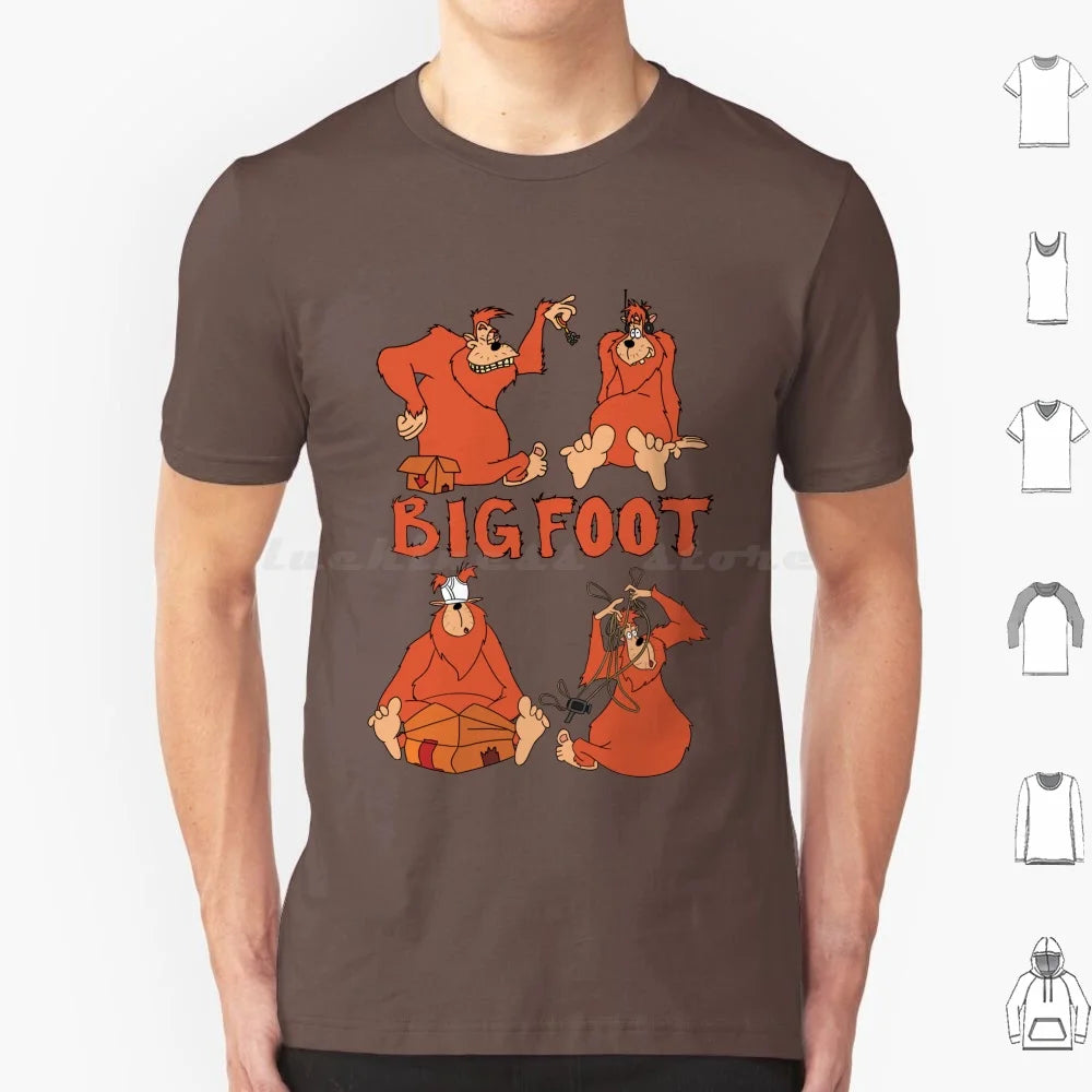 Bigfoot T Shirt Big Size 100% Cotton Bigfoot Sasquatch A Movie Cartoon Toon Retro Throwback 90s Headphones Keys Underwear Video