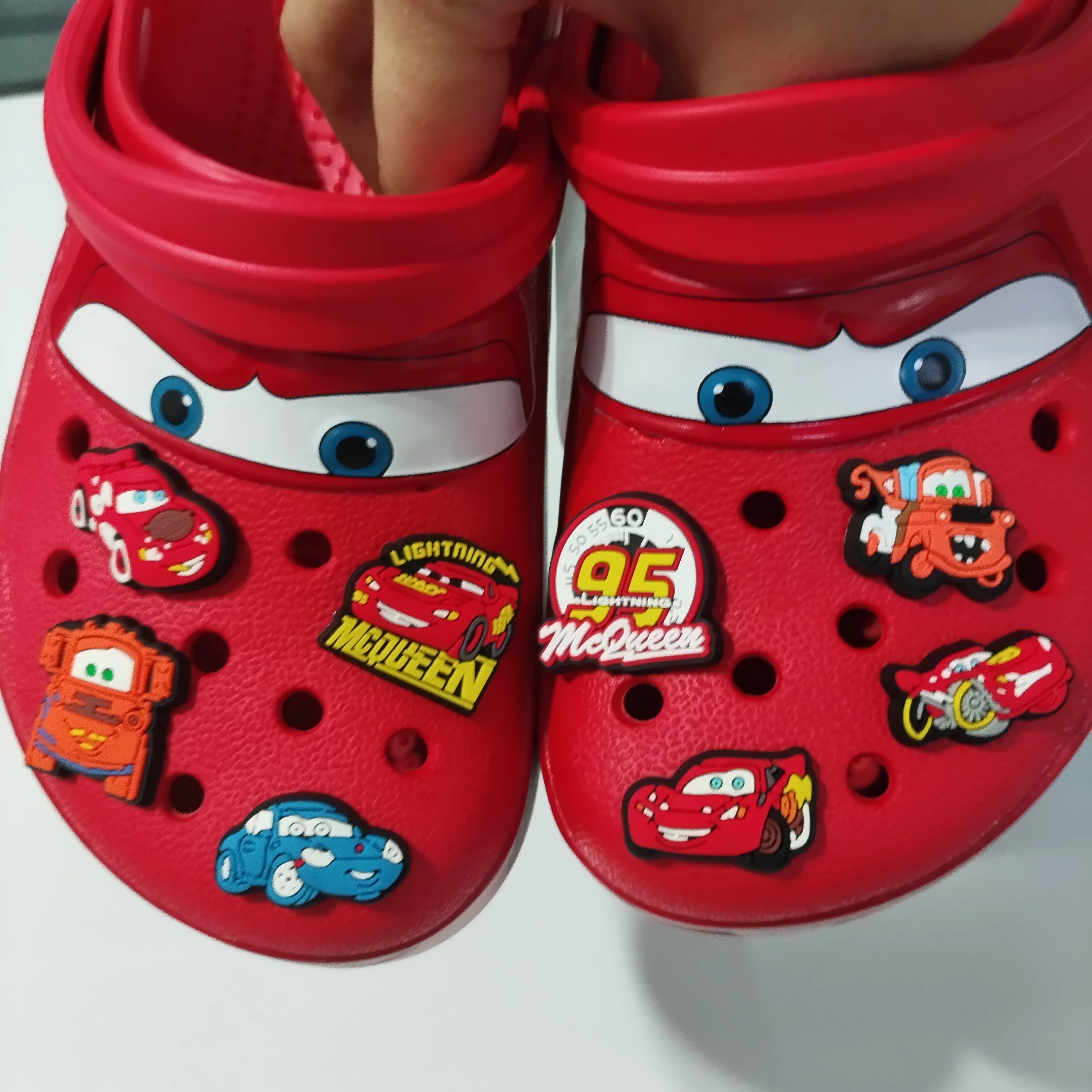 New McQueen Pix Cartoon Solid Color Waterproof Anti Slip Hole Outdoor Sandals Casual Sandals Adult Anime Accessories
