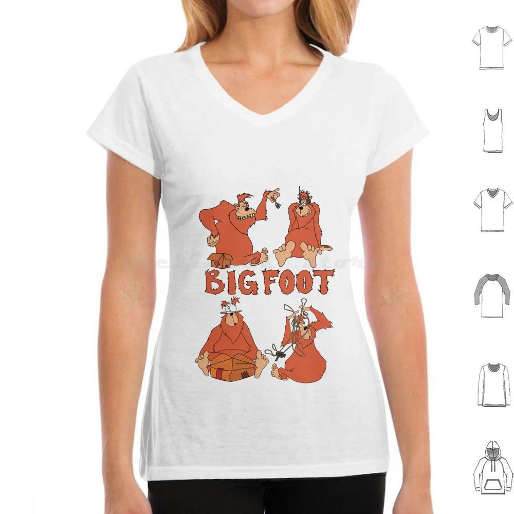Bigfoot T Shirt Big Size 100% Cotton Bigfoot Sasquatch A Movie Cartoon Toon Retro Throwback 90s Headphones Keys Underwear Video