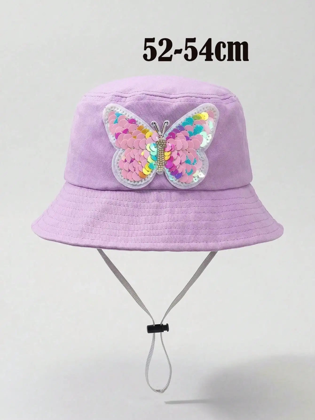 1pcs 3-8Y Girls Sequined Butterfly Fisherman Hat Pink Adjustable Head Circumference Thin Sun Protection Summer Cap