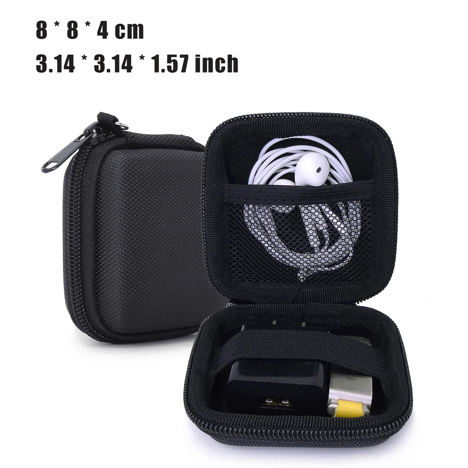Mini Square EVA Earphone Protective Box Waterproof Digital Charger Headphone Storage Bag USB Data Cable Organizer Carrying Pouch