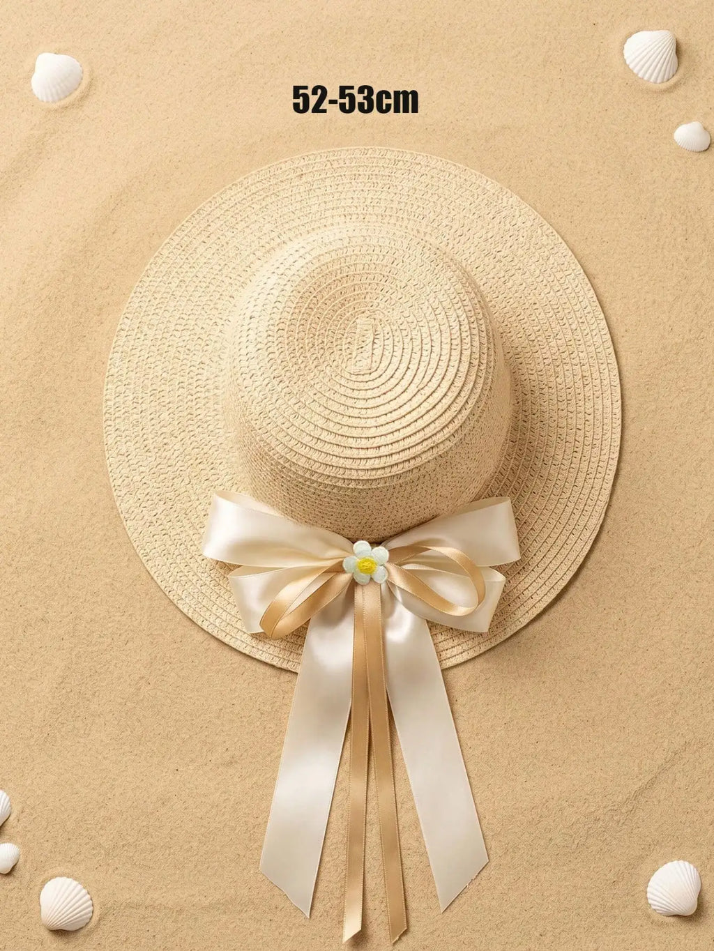 1Pc 3-8Y Girls Coffee Bow Straw Hat Woven Sun Hat Breathable Outdoor Beach Summer Shade Cap for Kids Daily Play Travel