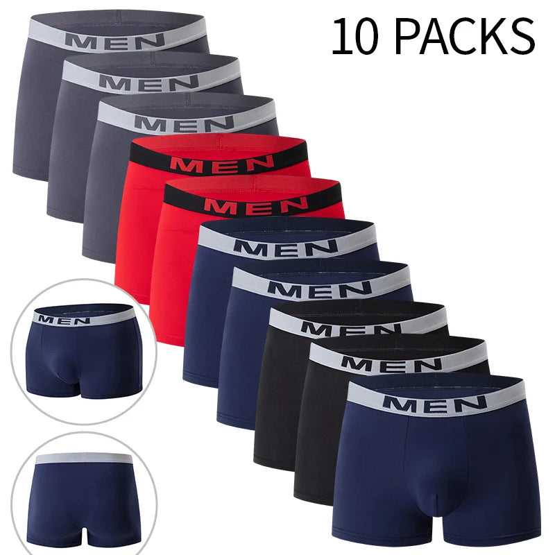 10/4-piece Set Of Men's Solid Color Casual Fashion Sports Underwear Boxer Shorts Comfortable Plus Size Base Shorts For Teenagers