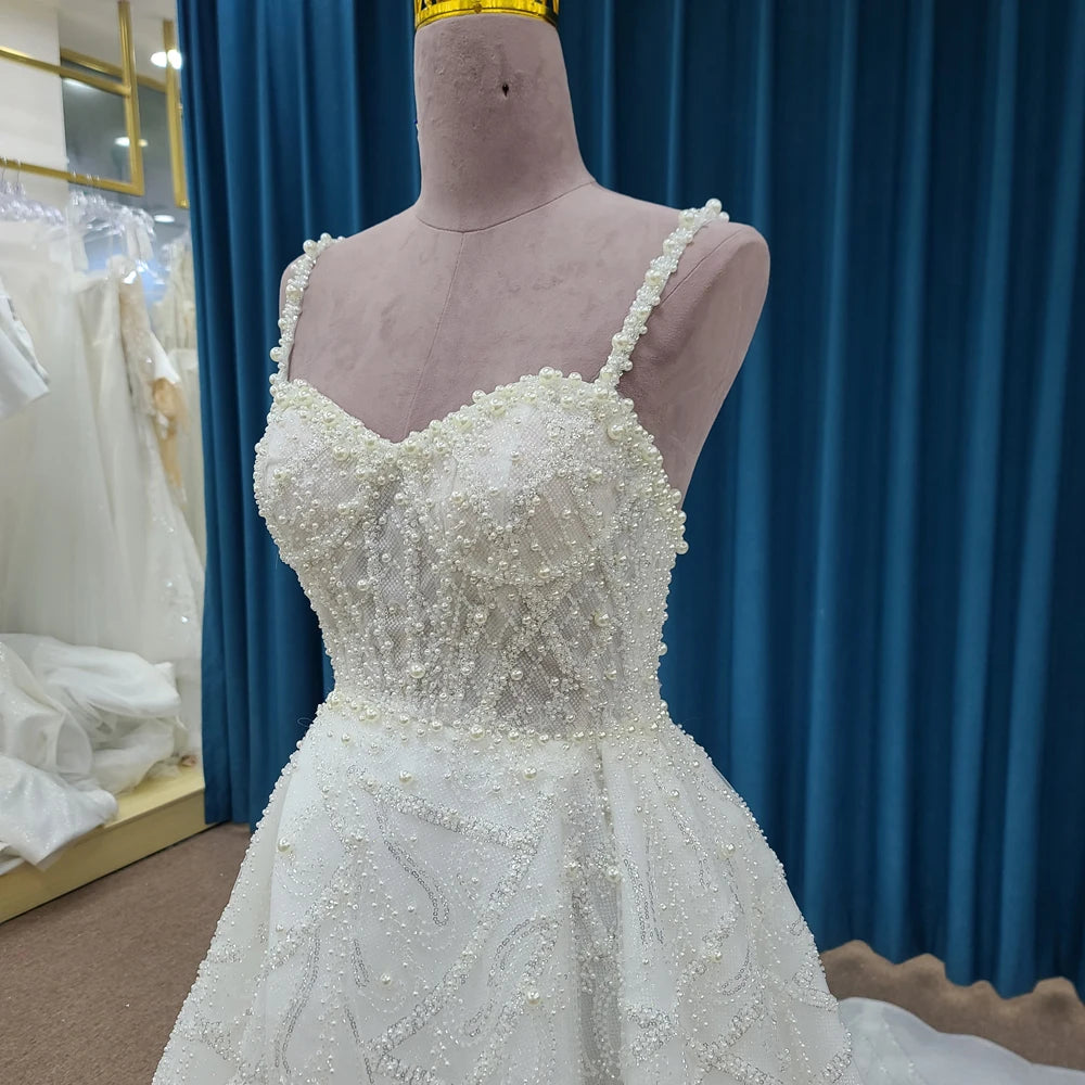Brand New Classic Wedding Dress Customize Elegant Wedding Spaghetti Straps Floor-Length Organza Zipper Vestidos De Novia LSSM006