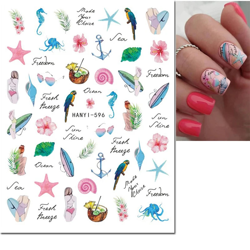 3d Nail Art Decals Grey Dry Florals Watercolor Nuance Flowers Adhesive Sliders Nails Stickers Decorations For Manicures Tips