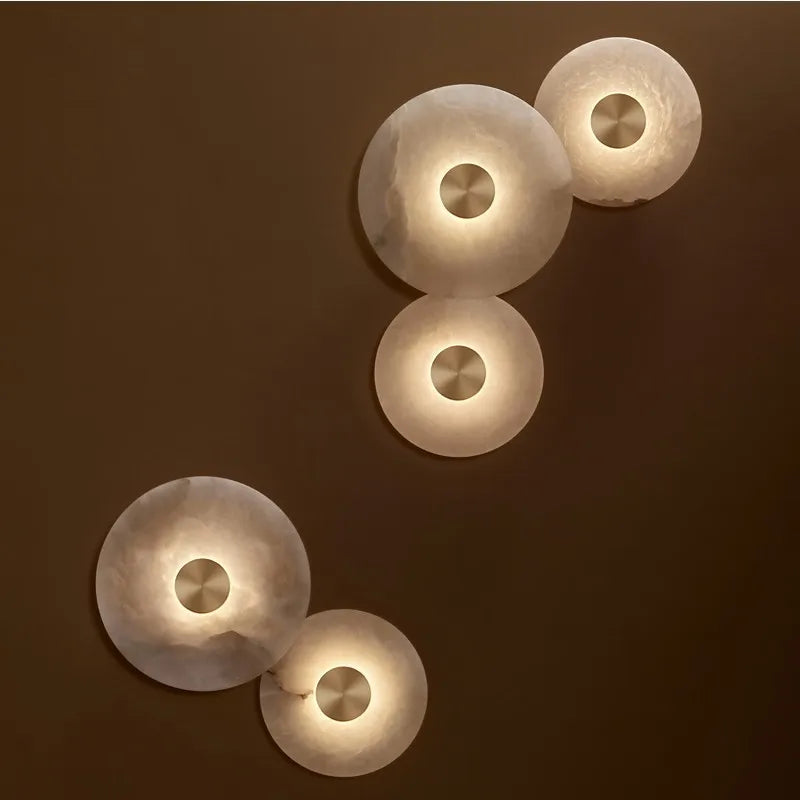 BGST Round Marble Corridor Light Modern Simple Creative Living Room Wall Bracket Light Bedside Wall Lamp for Bedroom