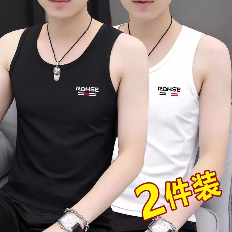Modal Ice Silk Men's Vest Sleeveless Sports Moisture Wicking Elastic White Underwear Summer  Color Sweatshirt