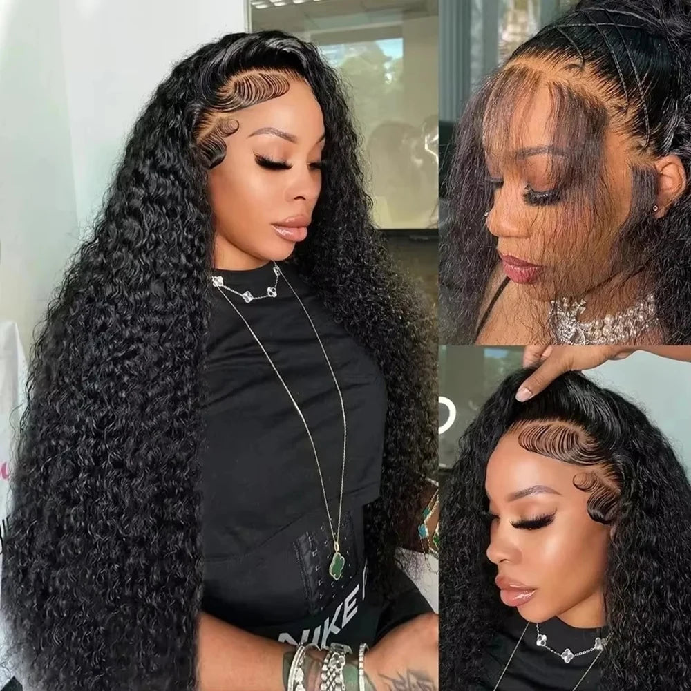 4x4 Deep Wave Wigs Natural 250% Density 26 Inch 4x4 Transparent HD Lace Frontal Wigs Human Hair Pre Plucked Remy Hair Women Wigs