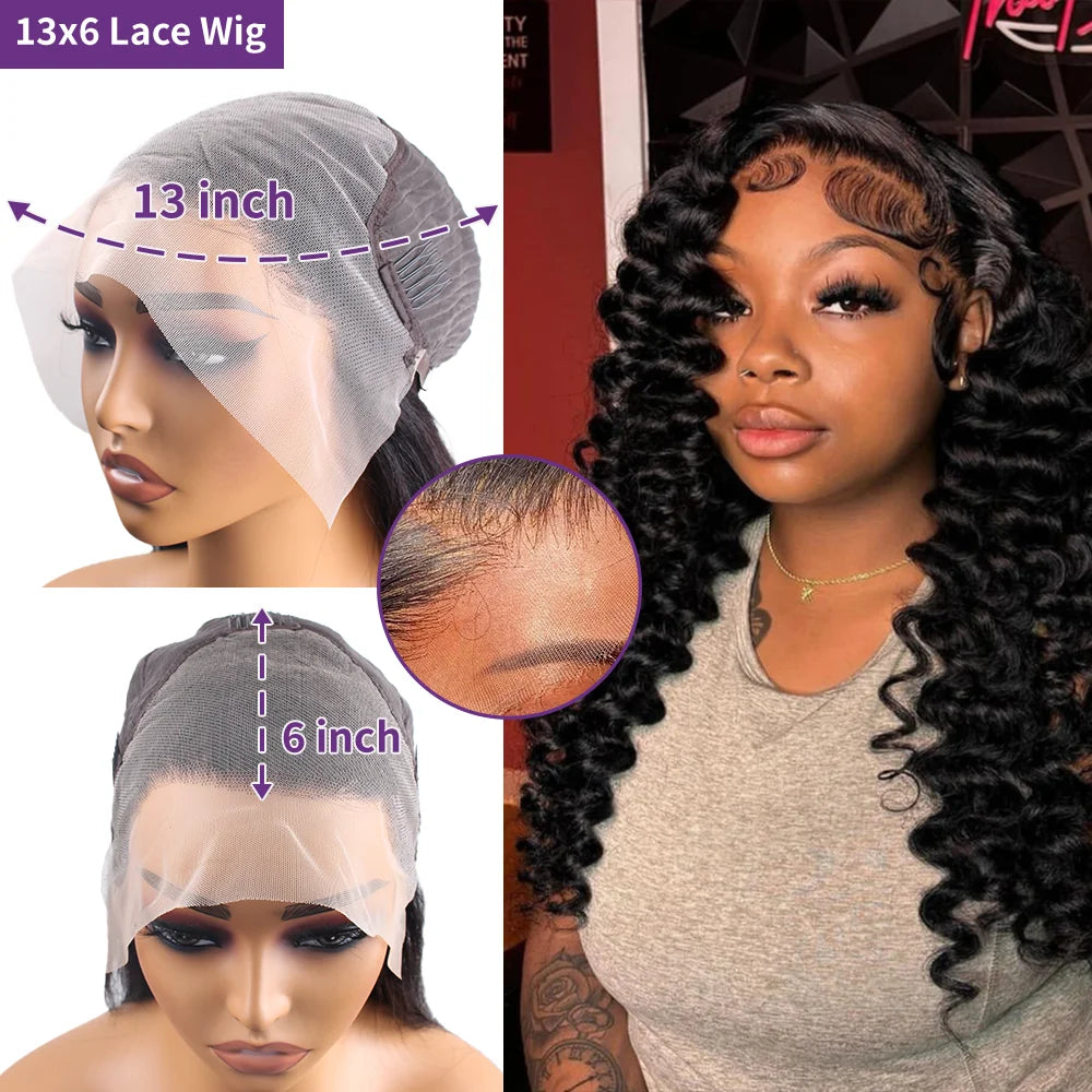 250 Density Loose Deep Wave Human Hair Wig 30 Inch HD 13x6 Lace Frontal Wig 13x4 Water Wave Curly Lace Front Wigs Preplucked