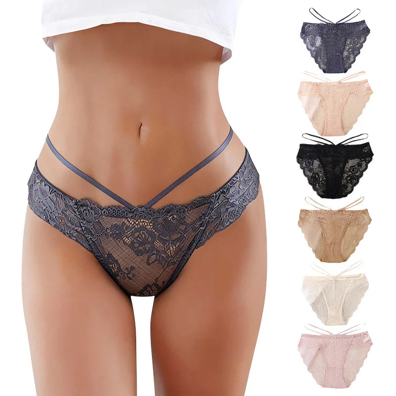 Summer New Sexy Women's Underwear Lace Lifting Buttocks Sexy Breathable Low Waist Pure Cotton Crotch Women's Triangle Underwear