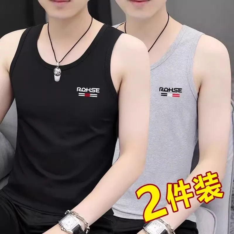Modal Ice Silk Men's Vest Sleeveless Sports Moisture Wicking Elastic White Underwear Summer  Color Sweatshirt