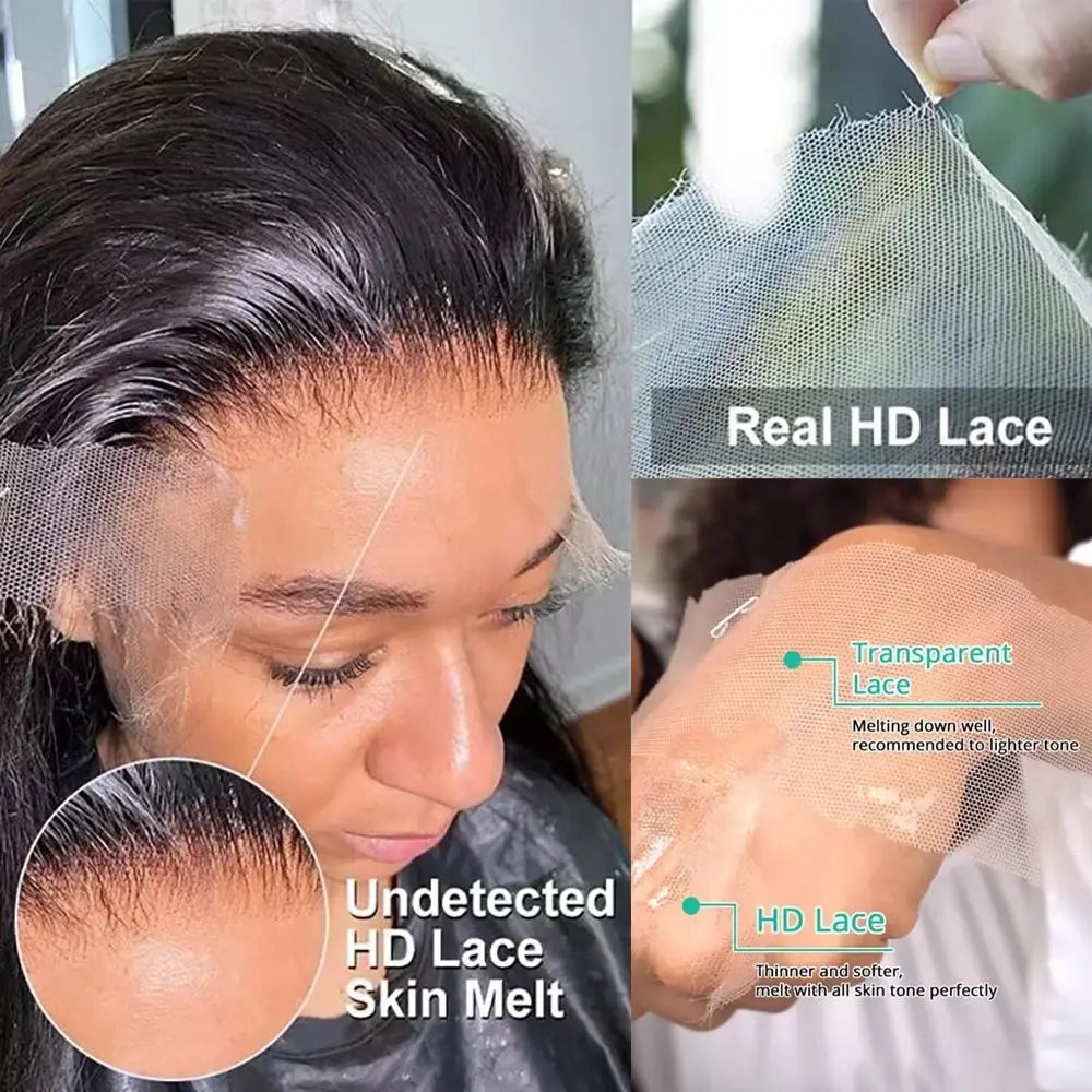 360 HD Lace Front Wig Human Hair 220% Density Body Wave Transparent Lace Frontal Wig Pre-Plucked Hair Full Hairline Natural Wigs