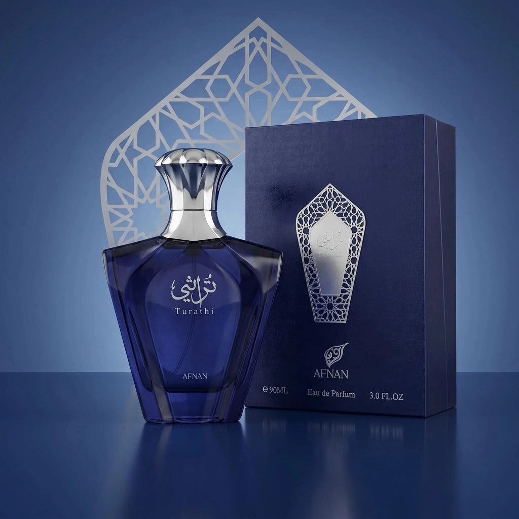 Afnan Turathi Blue Eau De Parfum for Men 3.0oz 90ml Spray Fresh Citrus Amber Woody Perfume Long Lasting Summer Spring Fragrance