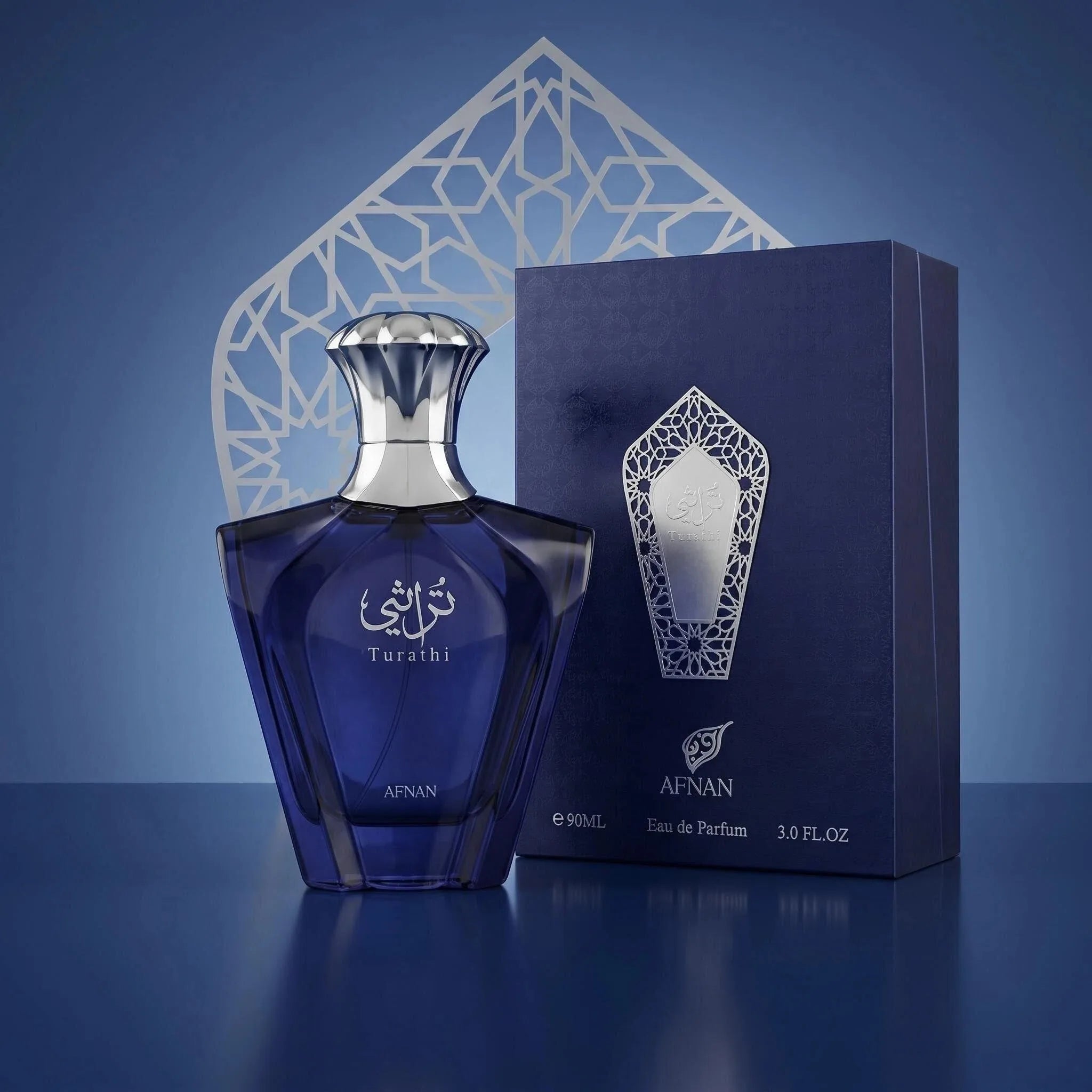 Afnan Turathi Blue Eau De Parfum for Men 3.0oz 90ml Spray Fresh Citrus Amber Woody Perfume Long Lasting Summer Spring Fragrance