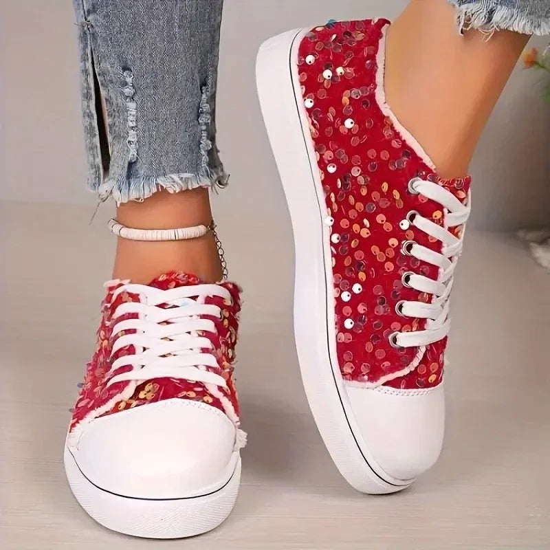 Spring 2026 new model lace-up sports shoes, fashionable and casual style, women's style canvas low-top flat semi-sulfurized sole