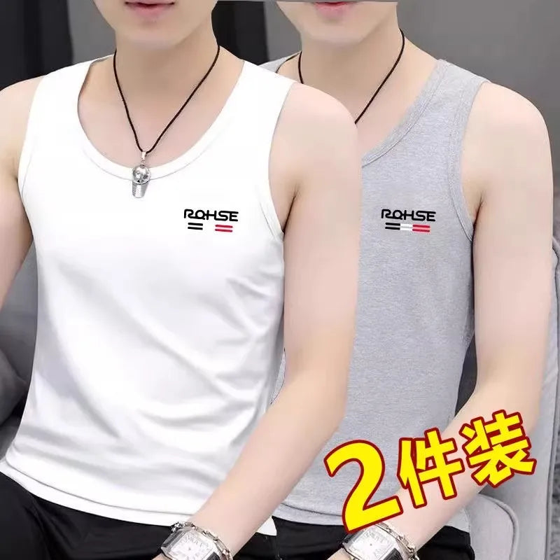 Modal Ice Silk Men's Vest Sleeveless Sports Moisture Wicking Elastic White Underwear Summer  Color Sweatshirt