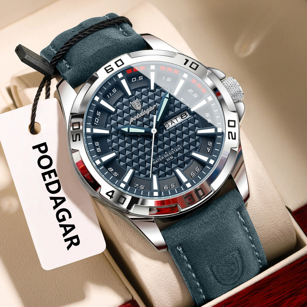 PAAZOMU Man Luxury Brand Watch Waterproof Luminous Date Week Men's Quartz Wristwatch Stainless Steel Fashion Sports Men Watches