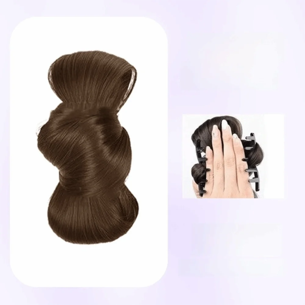 Naturally Synthetic Hair Bun Wig Fluffy Texture Natural Look Ponytail Extension Clip-on Clip-on Wig Quick Styling