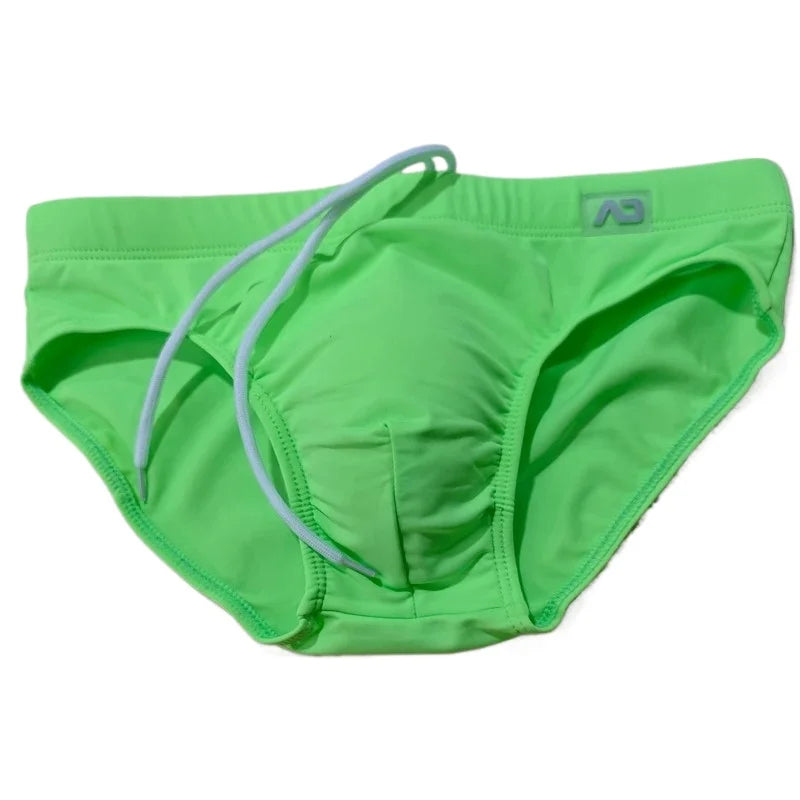2026Combination trunks men's low-rise briefs solid color nylon swimming trunks cup anti-embarrassment beach pants tethered BS420