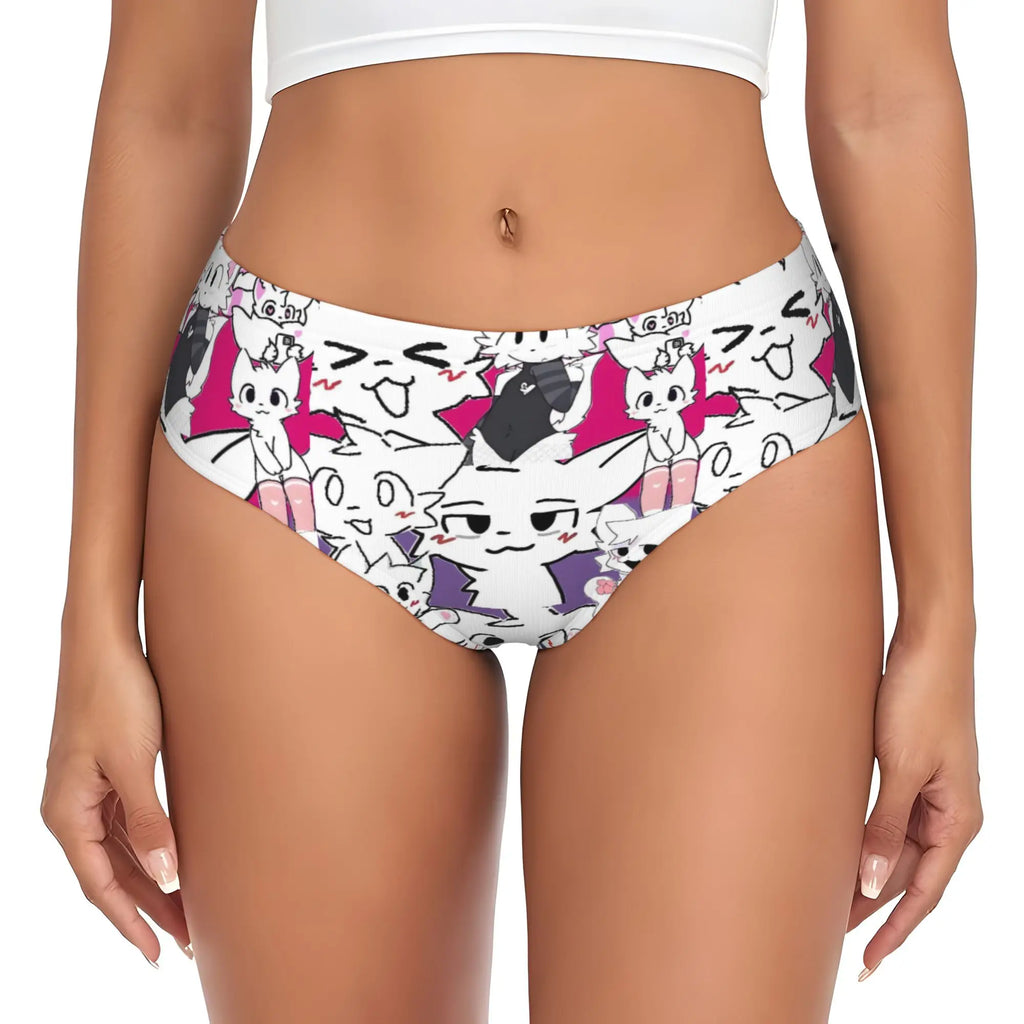 Custom Boykisser Silly Cat Briefs Underwear Women's Breathable Stretch Cute Cartoon Panties