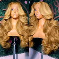 Peruvian 34 36 inch Honey Blonde 13x6 HD Lace Front Human Hair Wigs #27 Color Body Wave Glueless 13x4 Lace Fontal Wig For Women