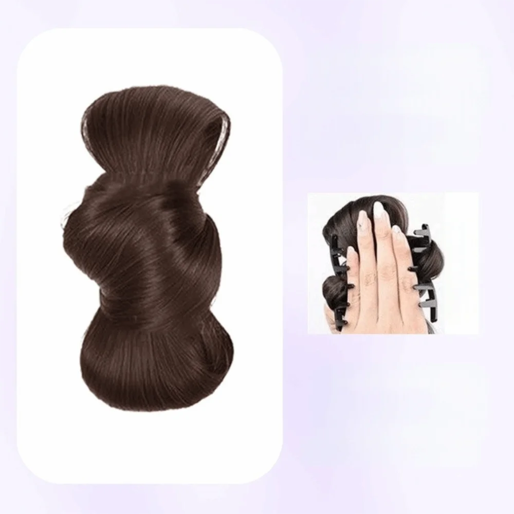 Naturally Synthetic Hair Bun Wig Fluffy Texture Natural Look Ponytail Extension Clip-on Clip-on Wig Quick Styling