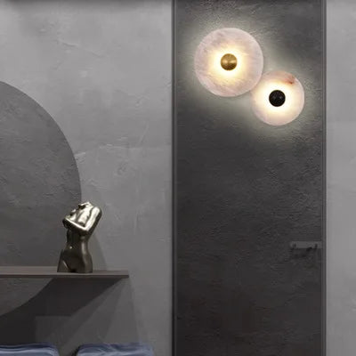 BGST Round Marble Corridor Light Modern Simple Creative Living Room Wall Bracket Light Bedside Wall Lamp for Bedroom