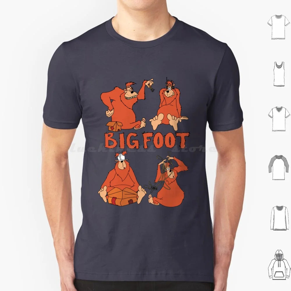Bigfoot T Shirt Big Size 100% Cotton Bigfoot Sasquatch A Movie Cartoon Toon Retro Throwback 90s Headphones Keys Underwear Video