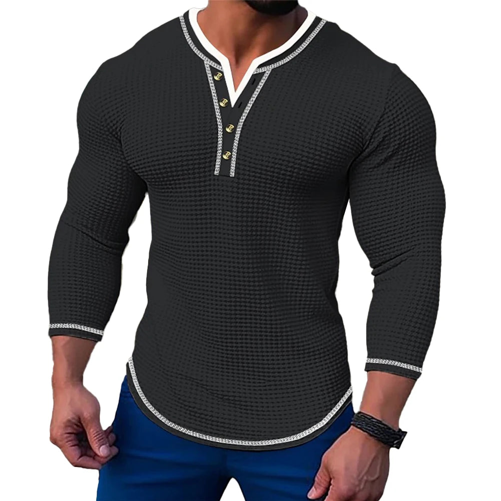 Fashion Mens Tops Mens Undershirt Regular Slim Soft Solid Color Blouse Pullover Sweatshirts T-Shirt Comfortable