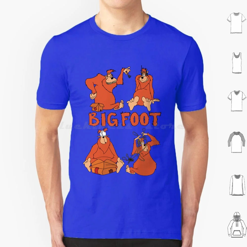 Bigfoot T Shirt Big Size 100% Cotton Bigfoot Sasquatch A Movie Cartoon Toon Retro Throwback 90s Headphones Keys Underwear Video