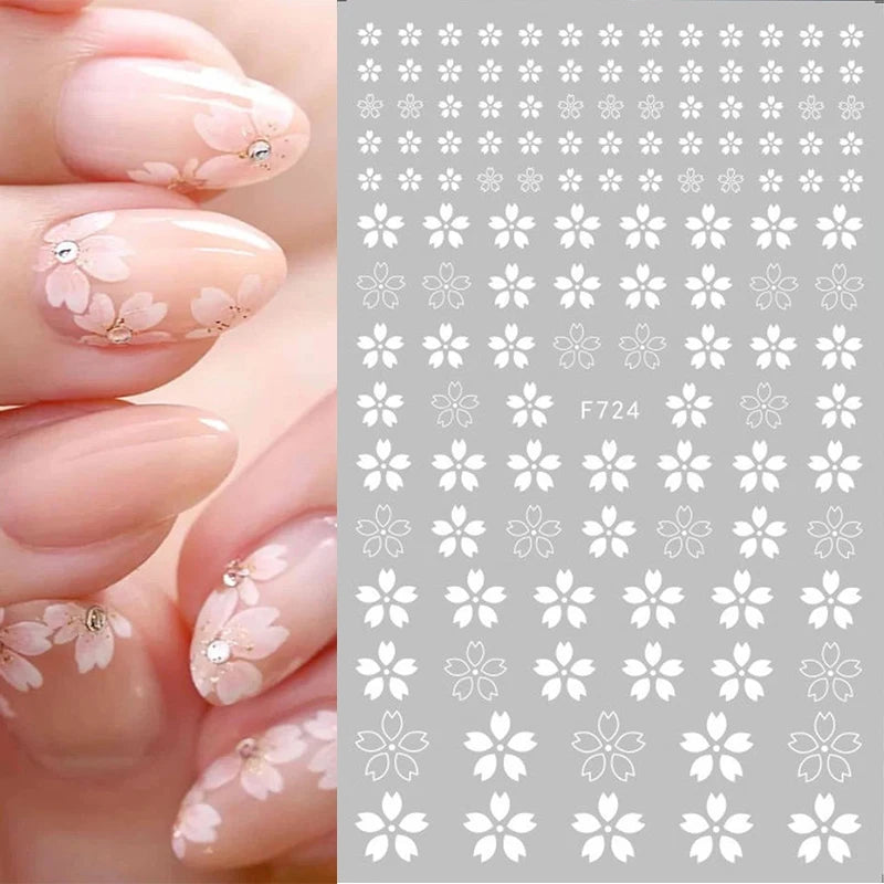 3d Nail Art Decals Grey Dry Florals Watercolor Nuance Flowers Adhesive Sliders Nails Stickers Decorations For Manicures Tips
