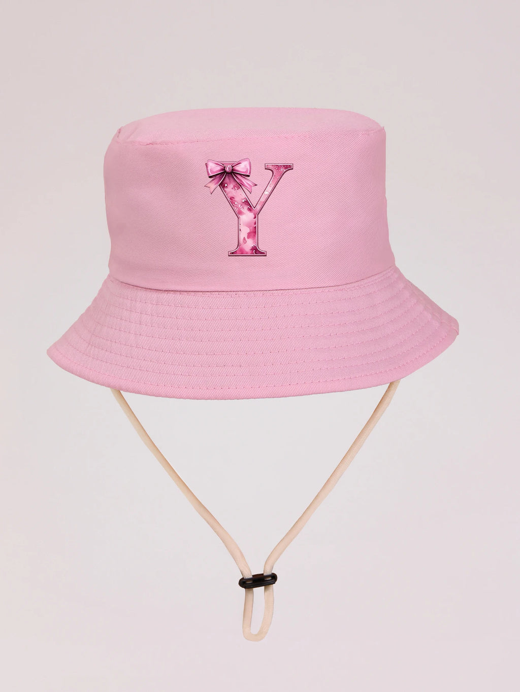 1pc pink baby girl bucket hat cap 3-8 years old Spring A-Z letter And  Summer Cap Features a ButterflyKnot Design with Fuchsia L