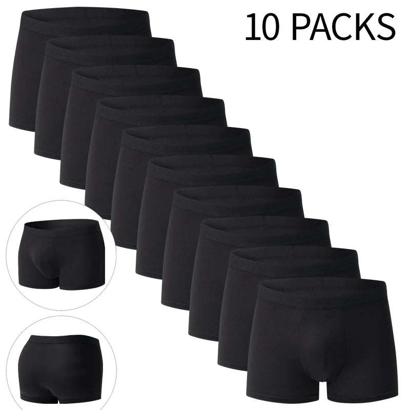 10/4-piece Set Of Men's Solid Color Casual Fashion Sports Underwear Boxer Shorts Comfortable Plus Size Base Shorts For Teenagers