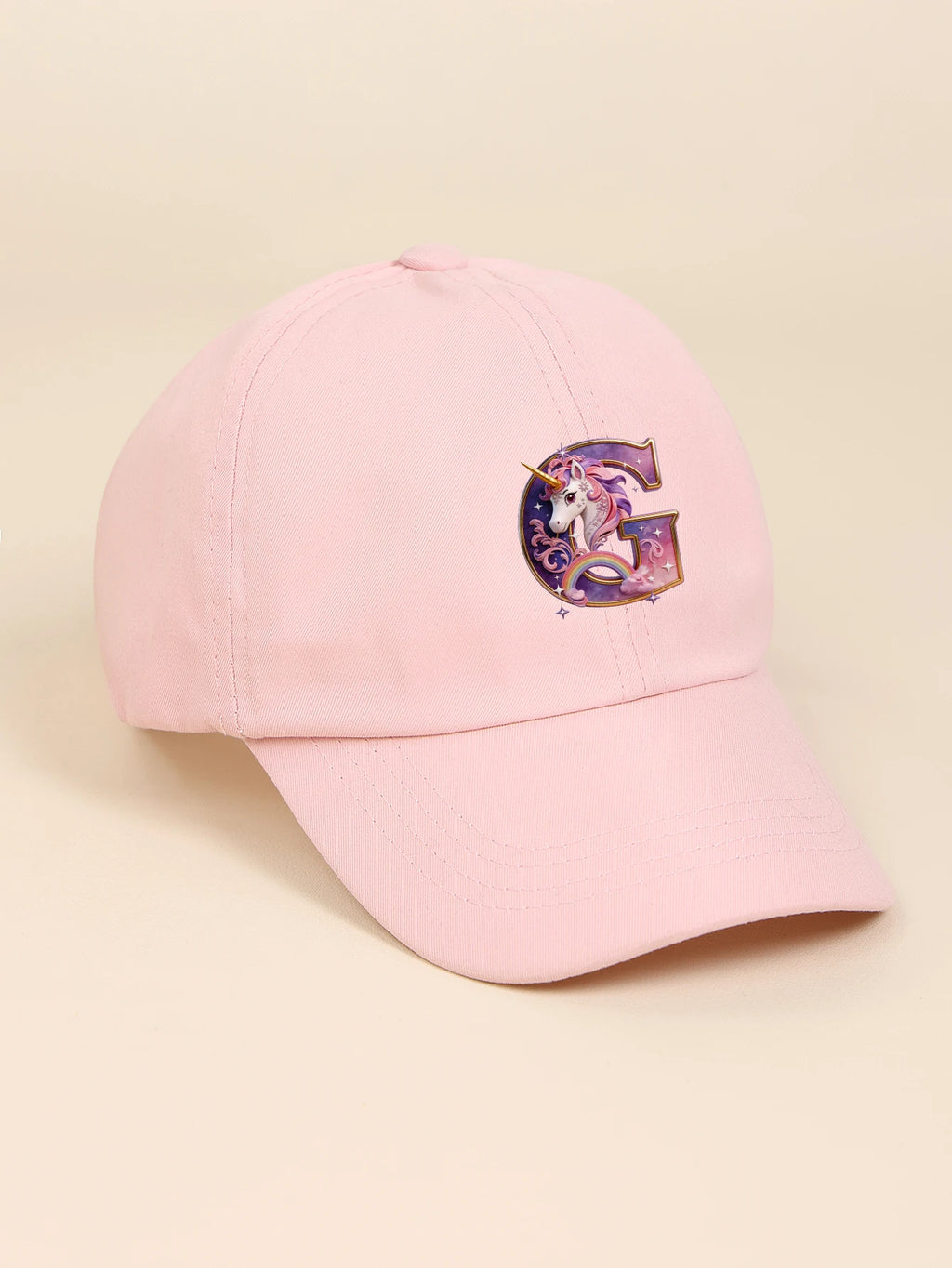 1pc pink baby hat  Adjustable Youngsters' Baseball Cap with A-Z letter Rainbow Unicorn - Breathable Sun Hat for Boys and Girls A