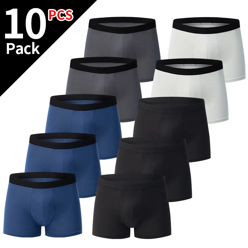 10/4-piece Set Of Men's Solid Color Casual Fashion Sports Underwear Boxer Shorts Comfortable Plus Size Base Shorts For Teenagers