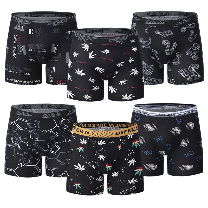 5/10 piece set of men's fashionable printed underwear, comfortable and soft boxer shorts, plus size sports base shorts