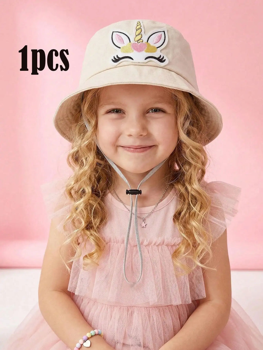 1pcs 3-8Y Girls Sequined Butterfly Fisherman Hat Pink Adjustable Head Circumference Thin Sun Protection Summer Cap